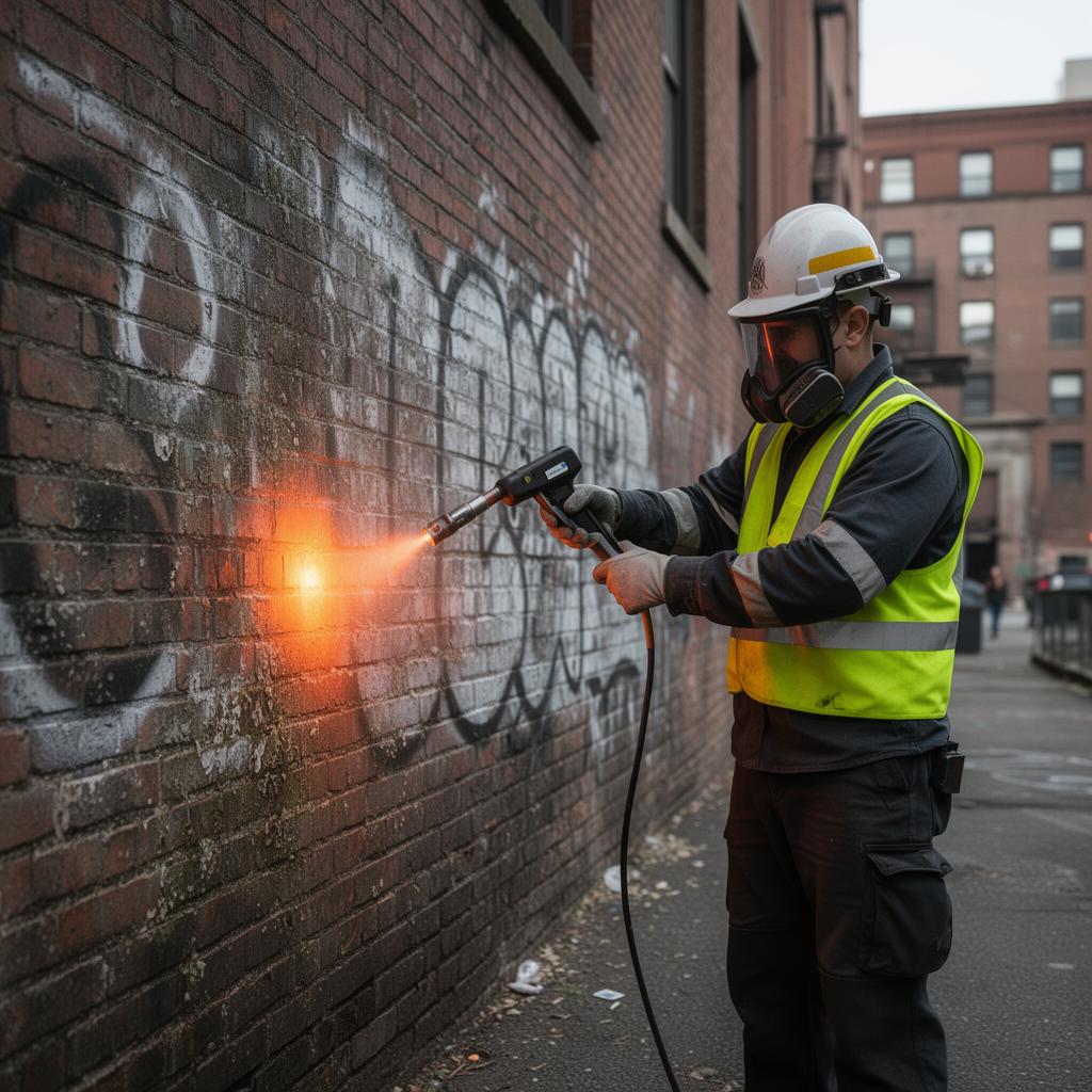 Brooklyn laser cleaning technician at work